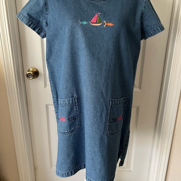 CB Casual Blue Midi Dress Scoop Neck Short Sleeve - Picture 9 of 15